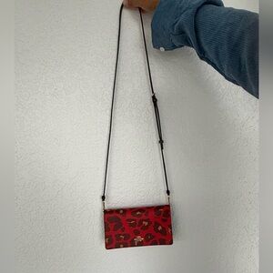 Coach crossbody leopard print red purse clutch
